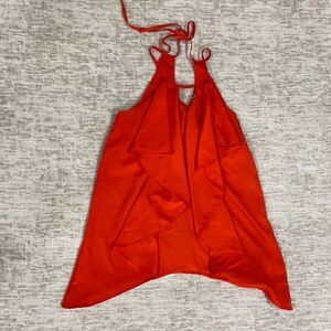 𝅺papaya Orange Ruffle Blouse